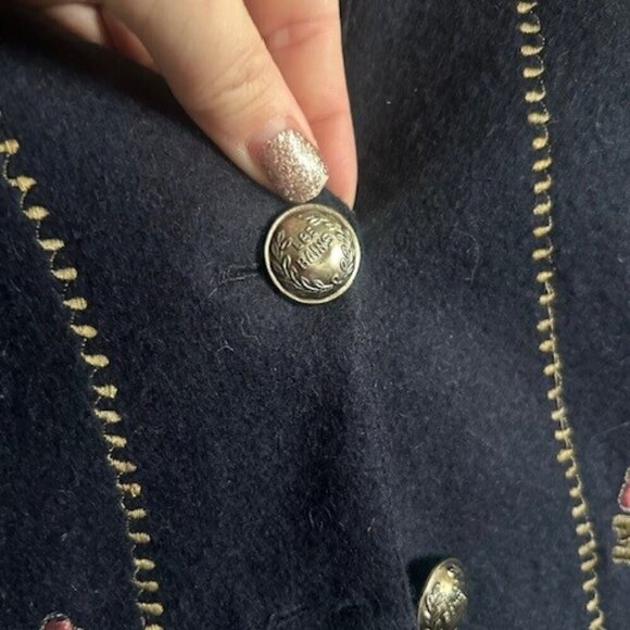 Coupe Classique, size M, WOOL vest with embroidery, button up, made in India - Picture 3 of 8